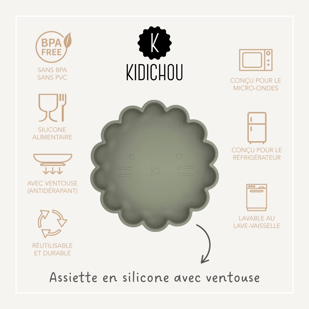 assiette en silicone vert