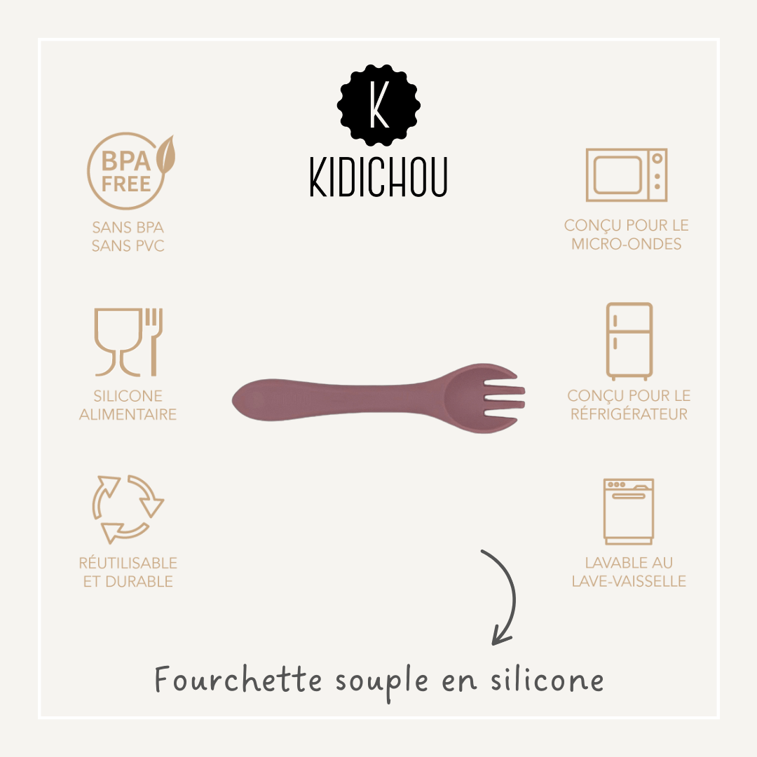 fourchette en silicone rose