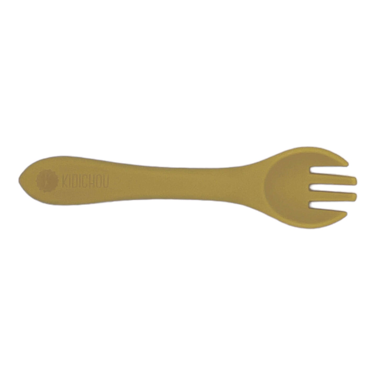 fourchette en silicone moutarde