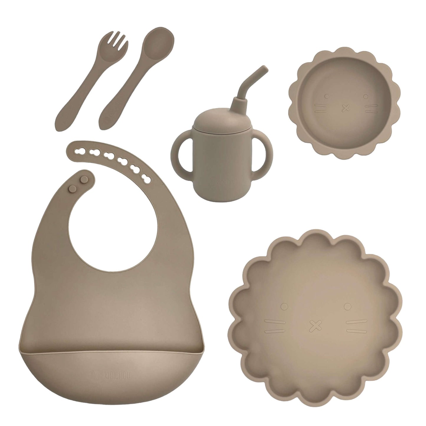 set vaisselle en silicone taupe