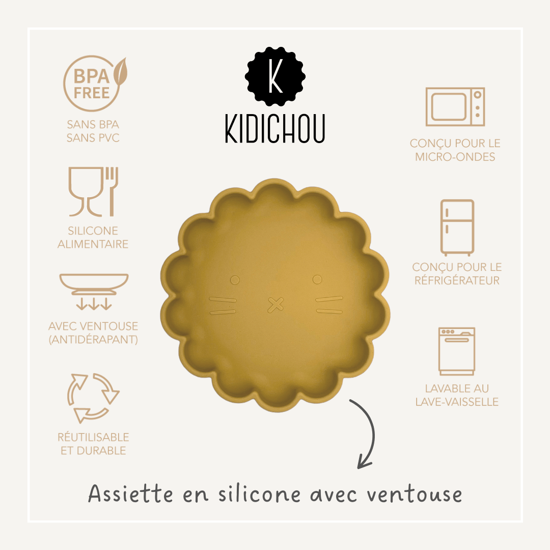 assiette en silicone moutarde