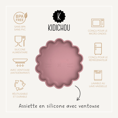 assiette en silicone rose