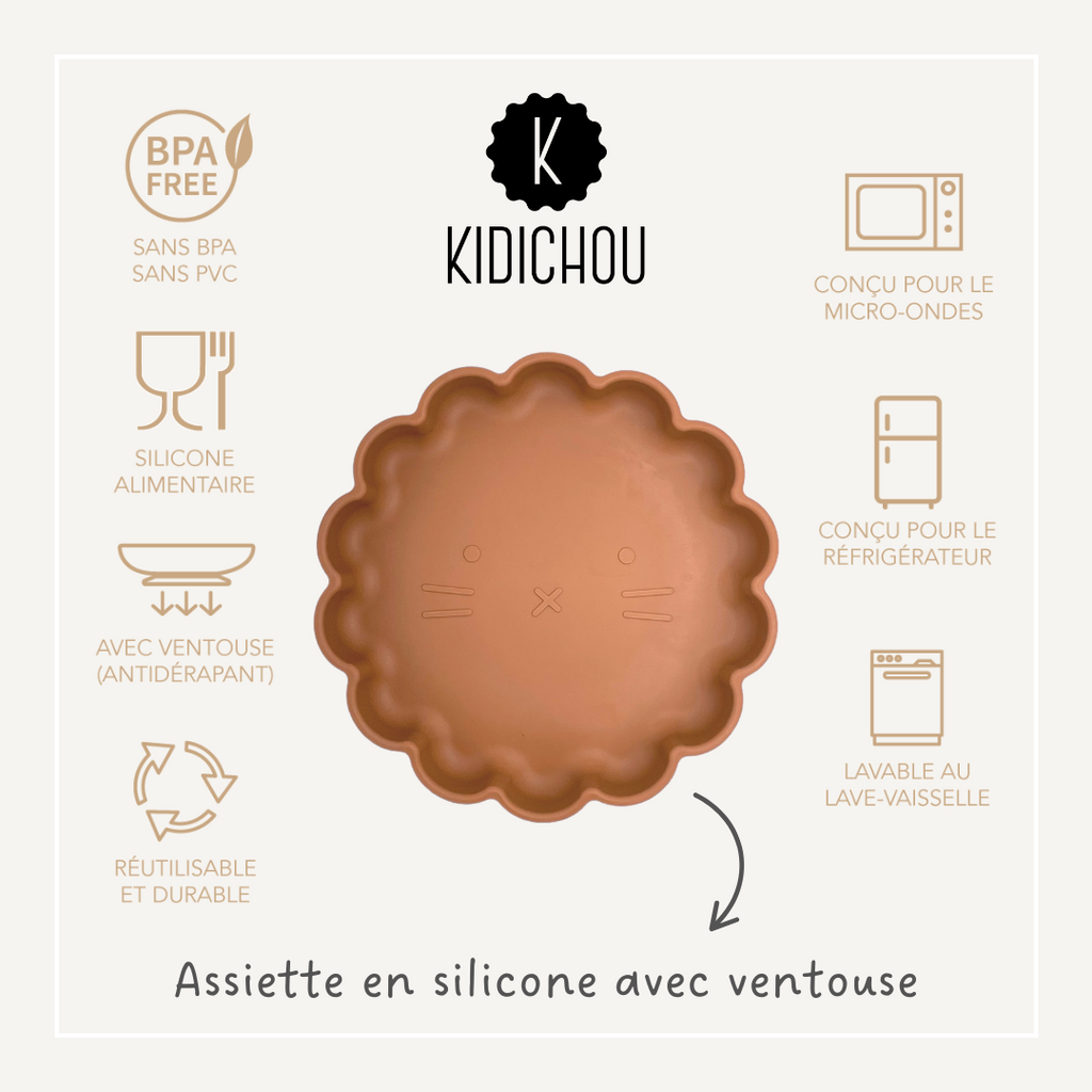 Assiette en silicone avec ventouse Ylana