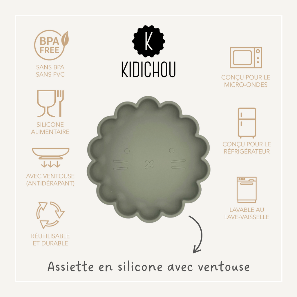 Assiette en silicone avec ventouse Ylana