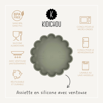 assiette en silicone vert