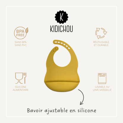 bavoir en silicone moutarde