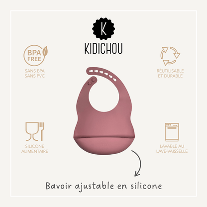 bavoir en silicone rose