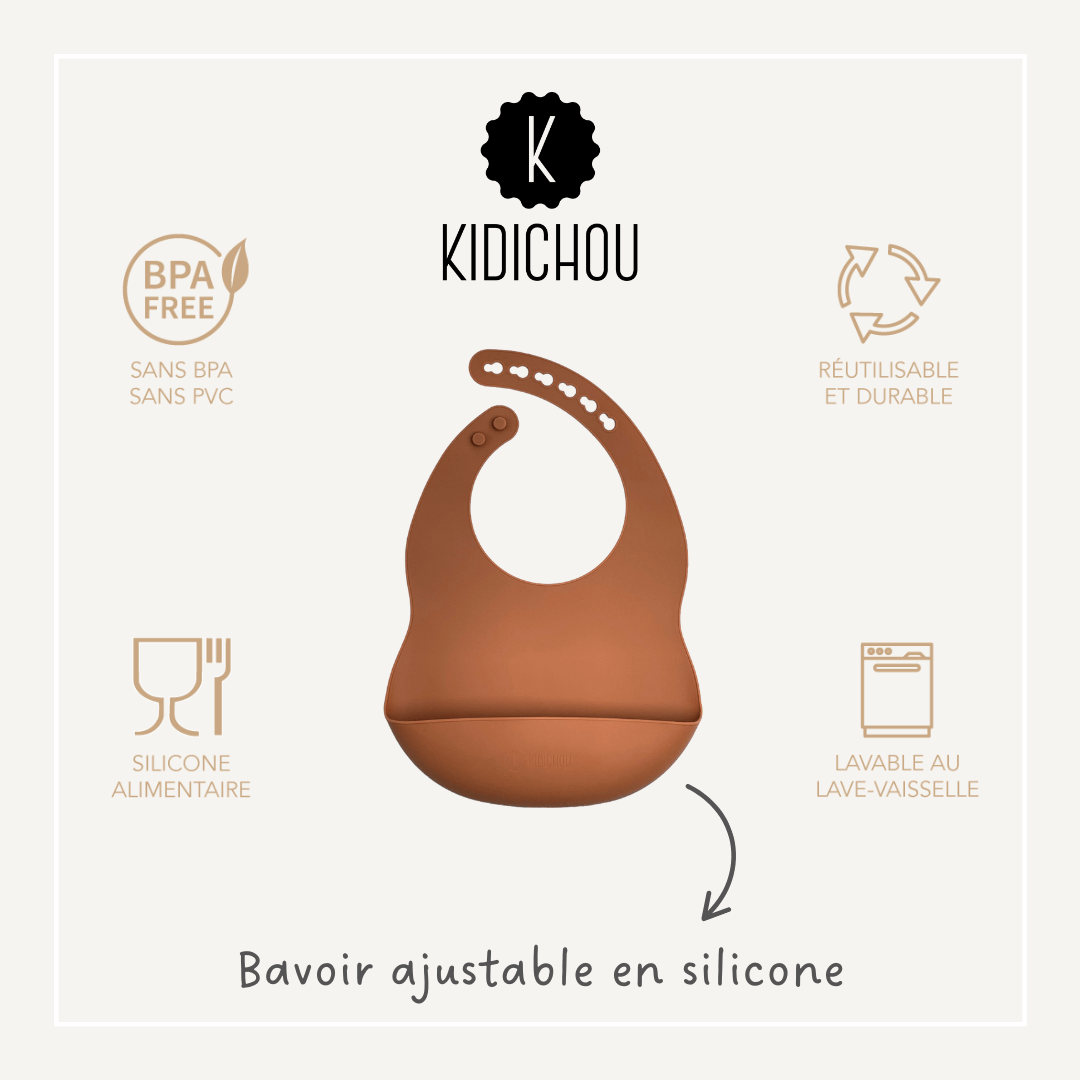 bavoir en silicone terracotta