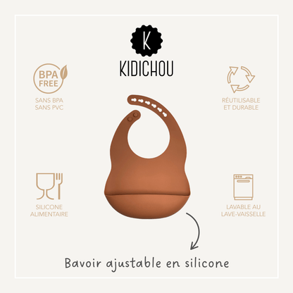 bavoir en silicone terracotta