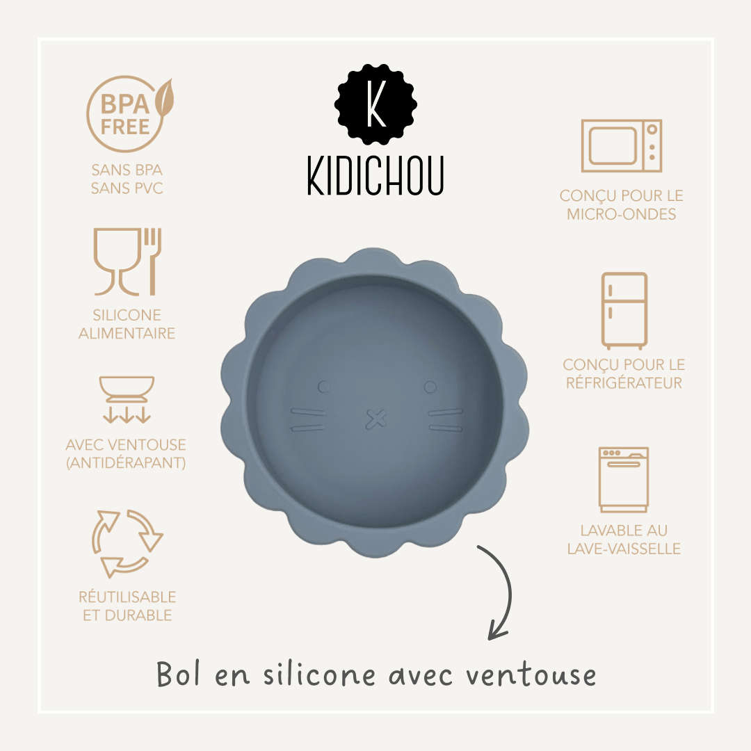 bol en silicone bleu