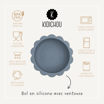 bol en silicone bleu