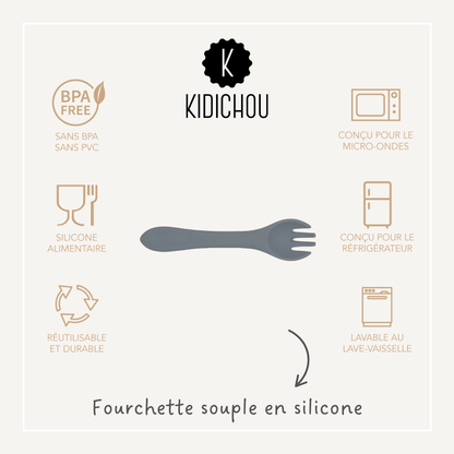 fourchette en silicone bleu
