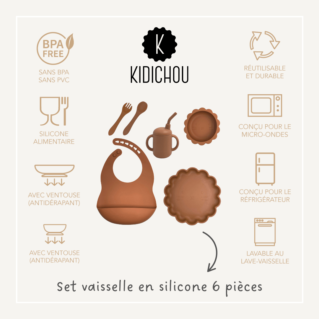 set vaisselle en silicone terracotta