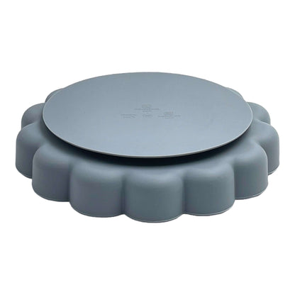 assiette en silicone bleu
