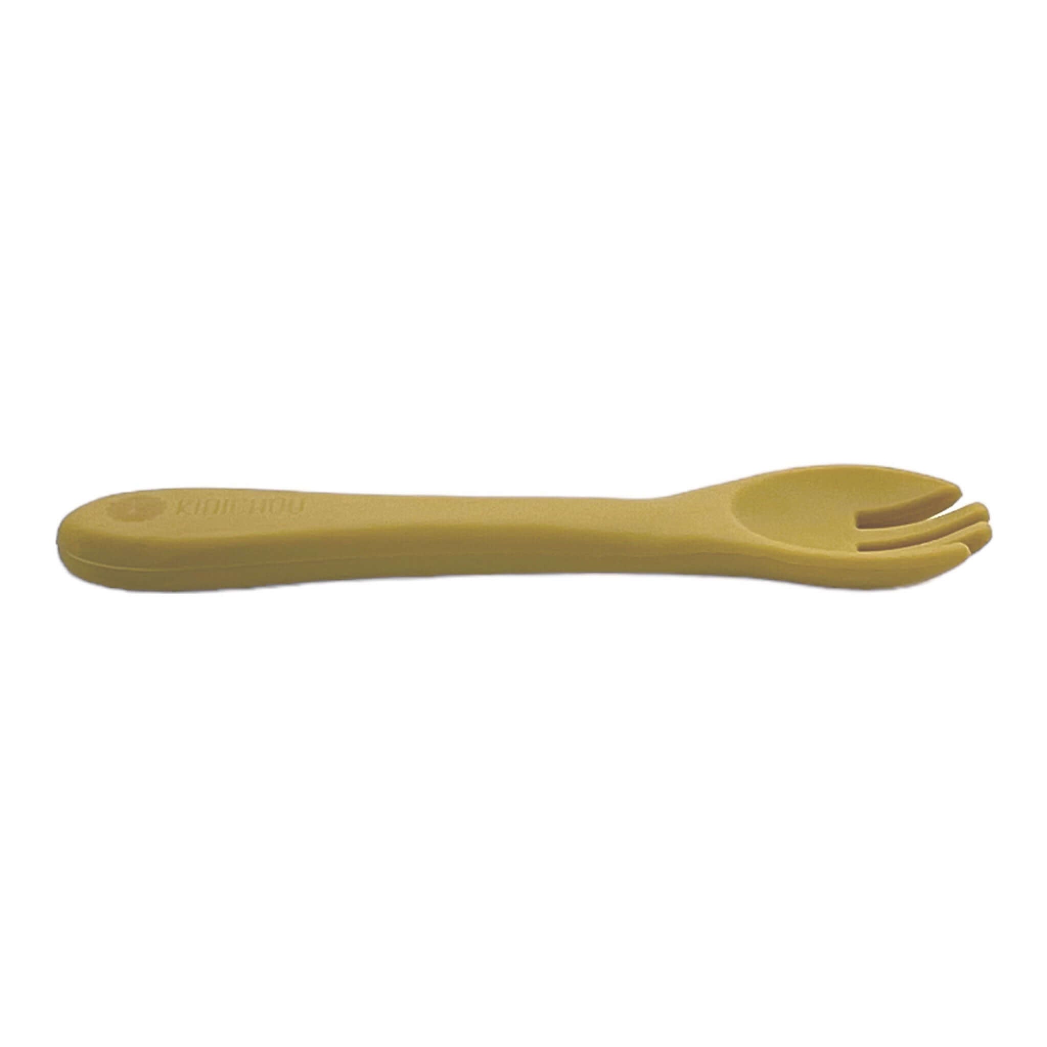 fourchette en silicone moutarde