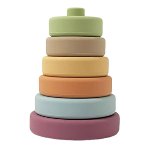 pyramide avec anneaux a empiler en silicone violet