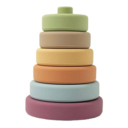 pyramide avec anneaux a empiler en silicone violet