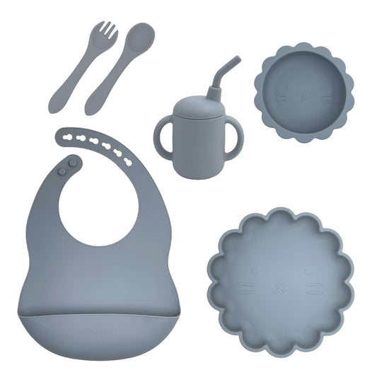 set vaisselle en silicone bleu